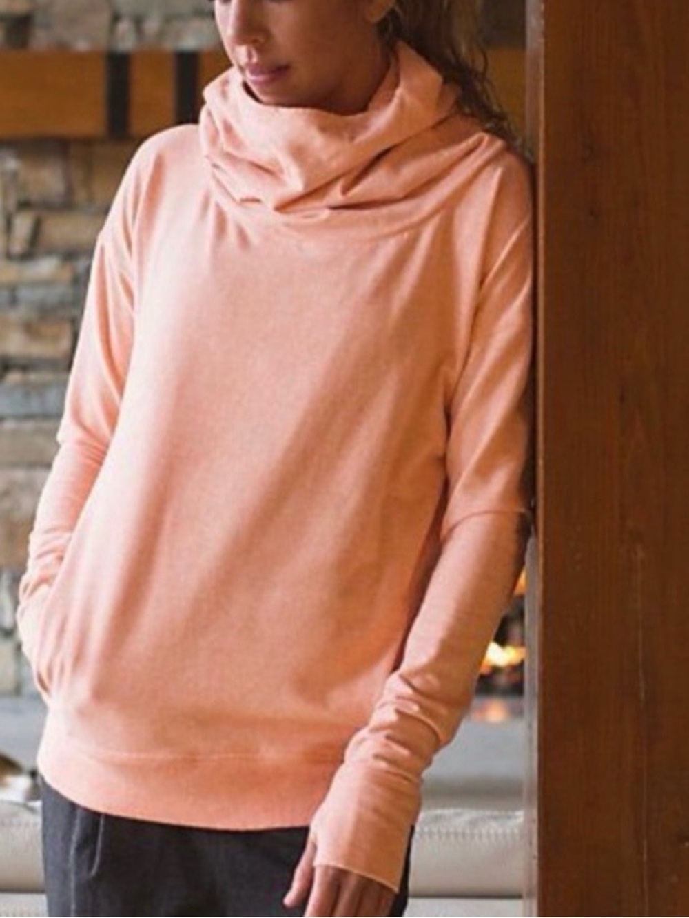 Lululemon Stress Less Heathered Peach Hoodie Sweatshirt Size 8